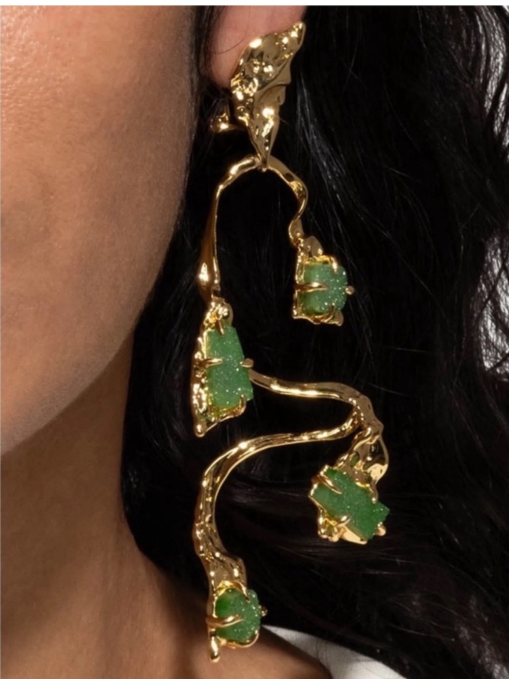 Alexis Bittar Gold-Tone Drop Earrings with Emerald Green Accents